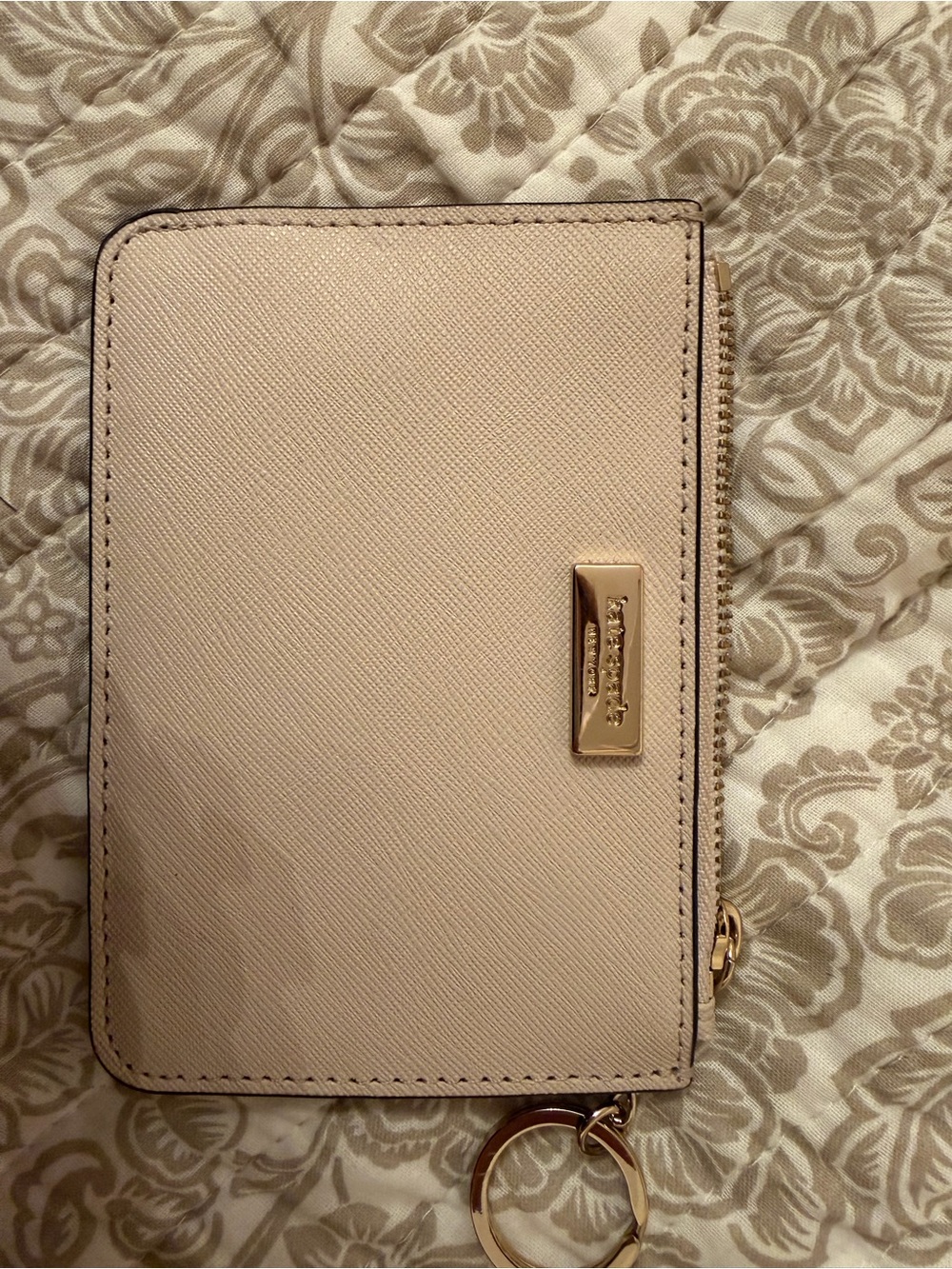 kate spade Blush Pink Saffiano Leather Zip Wallet Keyring